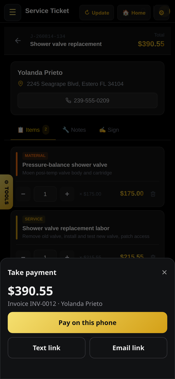 MyHomeService360 Pro on a phone