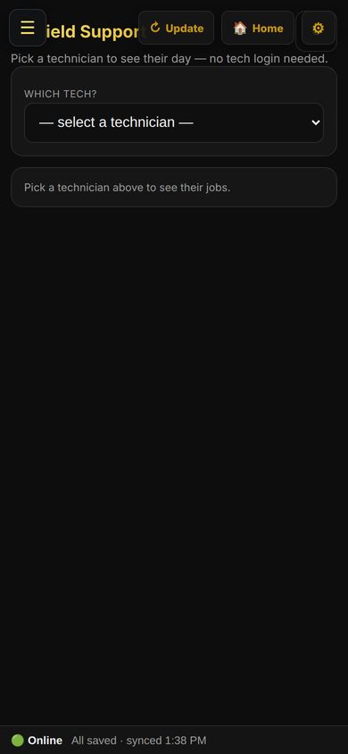 The field app on a phone, online and synced